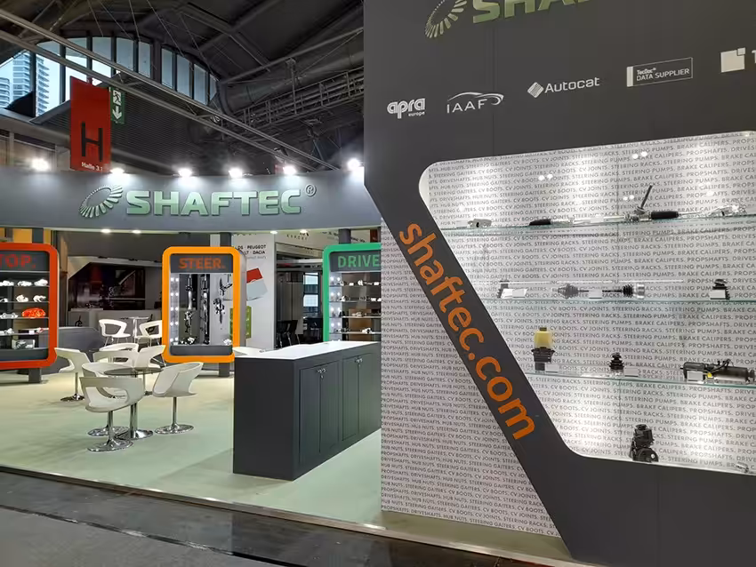 Trade shows and digital marketing image image of an exhibition stand for Shaftec
