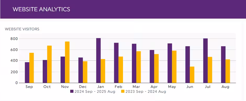 How to monitor marketing ROI - bar chart of website analytics