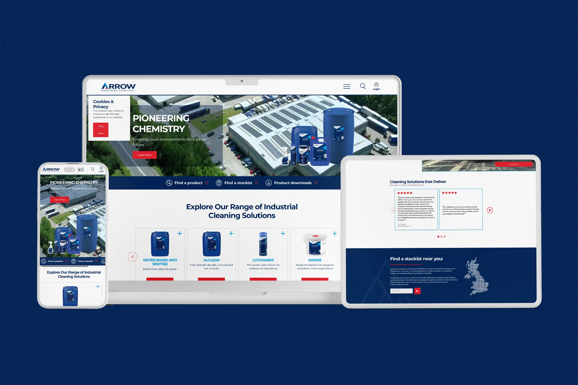 Website design for manufacturing company: Arrow Solutions