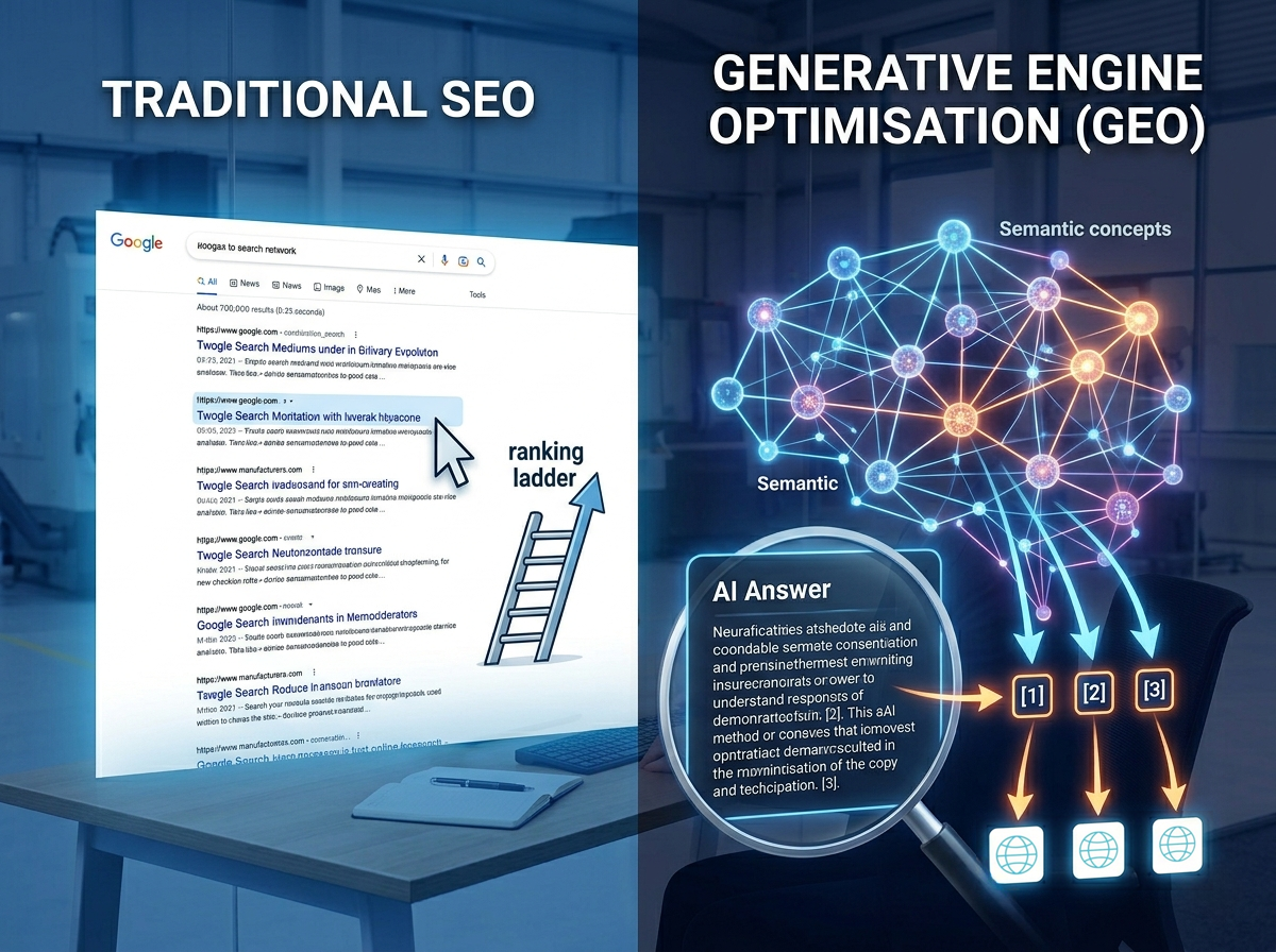 SEO versus GEO Vector